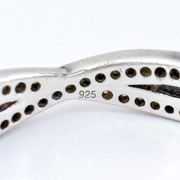 Vintage Sterling Silver 925 Cubic Zirconia Crossover Band Ring Size 9 - Picture 5 of 8